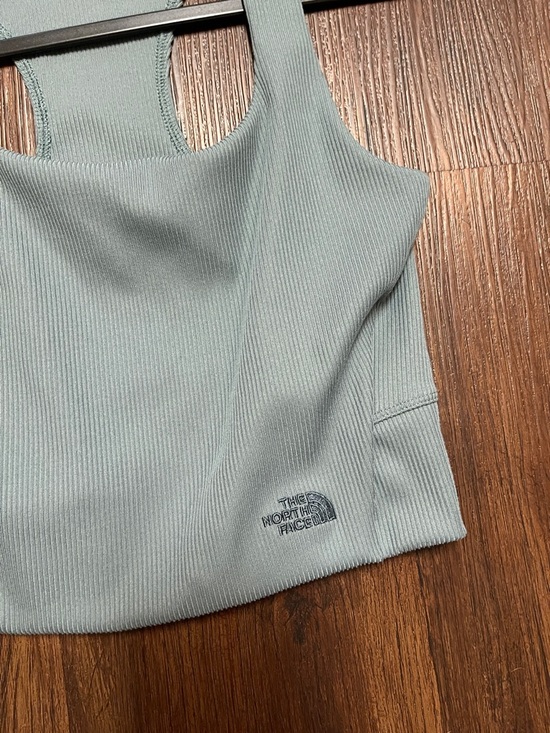 The North Face EA Knit Ribbed Crop Tank in Goblin Blue - Picture 3 of 5